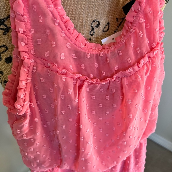 Ava & Yelly Swiss Dot Ruffle Sleeveless Dress Color Coral Size 14 - Picture 3 of 6